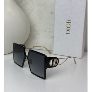 NEW Dior 30Montaigne SU Black Gold Oversized Sunglasses